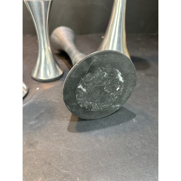 5 New Stainless Steal Hourglass Candle Sticks-MCM- Scandinavian Design- 8”6”4” - Picture 9 of 11